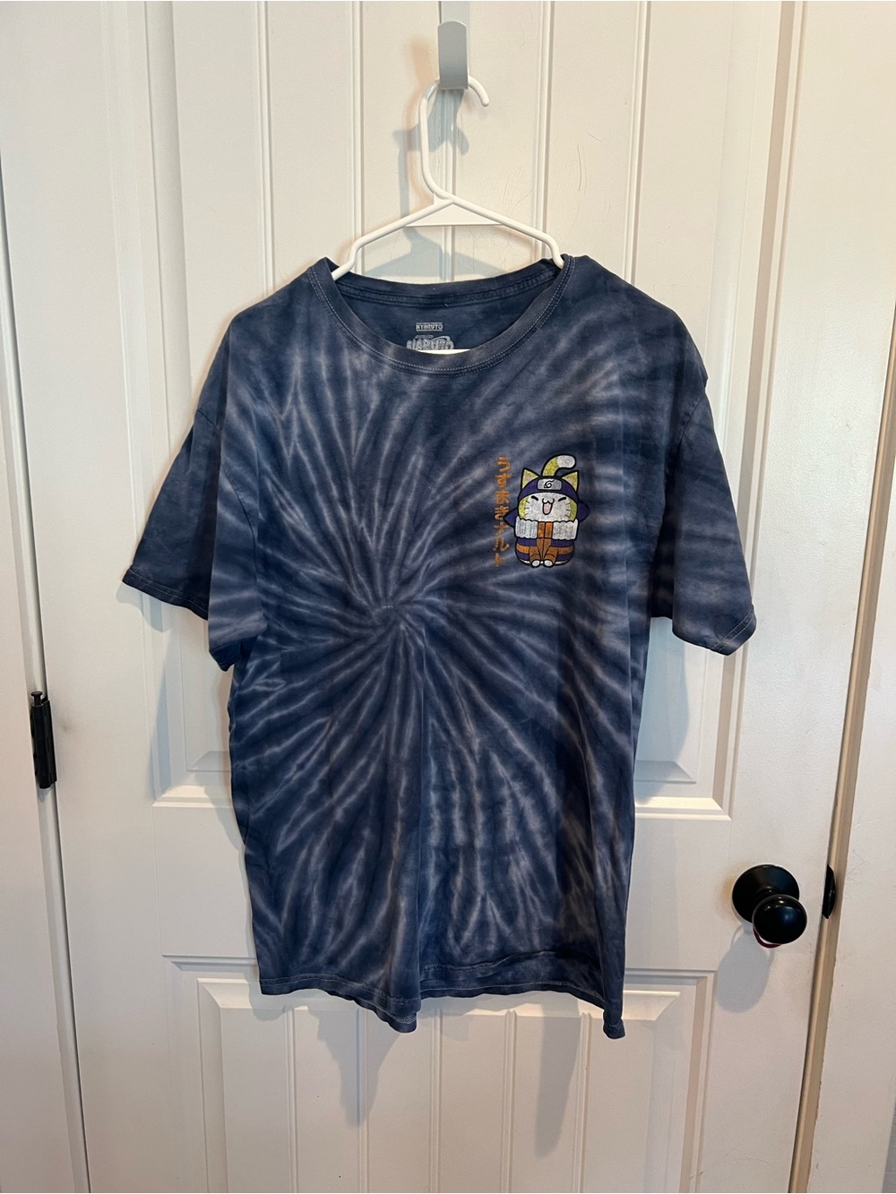 Naruto Shippuden Blue Tie Fye Anime Graphic Tee M